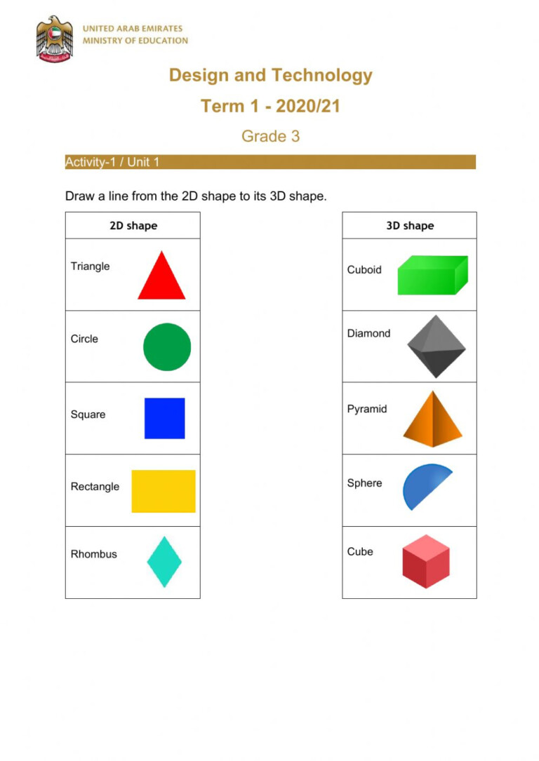 2d and 3d shapes worksheets for grade 4 with answers