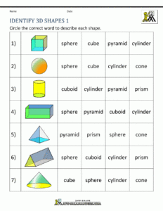 cross section 3d shapes worksheet
