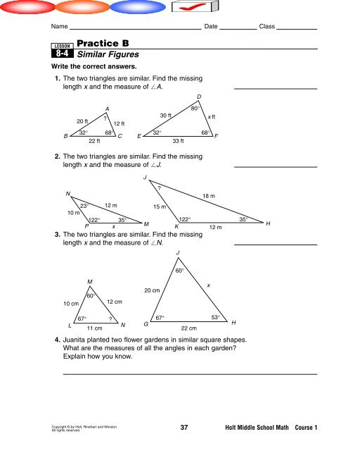 50 7 2 Practice Similar Polygons Answers