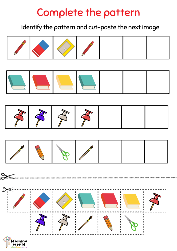 Pattern Worksheet For Kindergarten 3 Mumma World