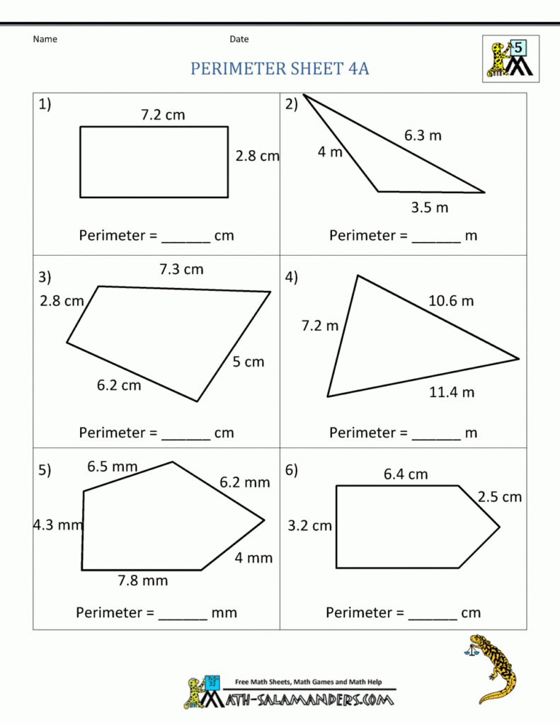 Perimeter Worksheets Db excel