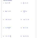 Two Step Equation Worksheets